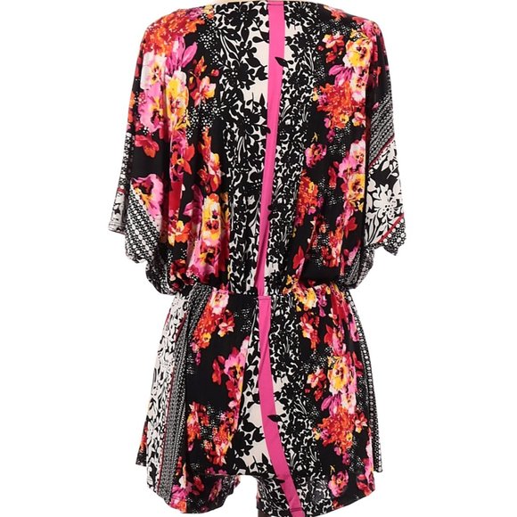 NWOT Sola La Fe Boho Floral Striped Chic Romper Shorts Small Womens Summer - Picture 5 of 12